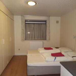 2 camas en una habitación con ventana en Villa in Brande en Gammel Blåhøj