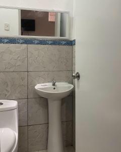 A bathroom at Olas inn