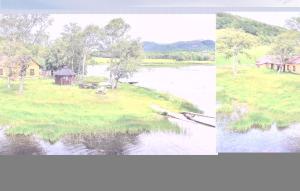a collage of three pictures of a house and a lake at Cozy Apartment In Sandnes With Kitchen in Bråstein