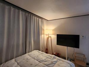 1 dormitorio con 1 cama y TV de pantalla plana en Yeongdeungpo Windsor en Seúl