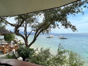 莫阿爾博阿的住宿－Pescador View - Beach Resort & Restaurant，享有海滩和水中船只的景色