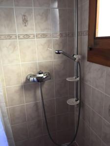 a shower with a shower head in a bathroom at Appartement Casa Rancurina in Olivone