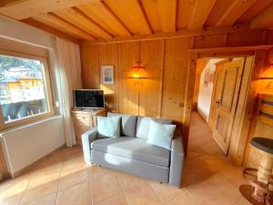 ein Wohnzimmer mit einem Sofa und einem TV in der Unterkunft Bergidyll 11 by Alpenidyll Apartments in Ramsau am Dachstein