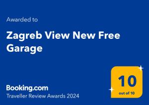 Certifikát, hodnocení, plakát nebo jiný dokument vystavený v ubytování Zagreb Borovje New Free Garage
