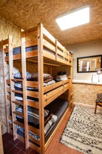 a bedroom with bunk beds in a room at Cwmcarn Hotel & Bunkhouse in Cwmcarn