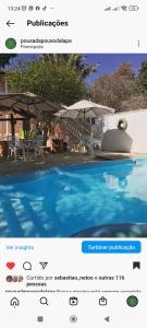 uma página de um site com uma imagem de uma piscina em Pouso da Lapa em Pirenópolis