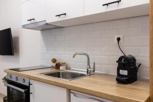 cocina con fregadero y encimera en Micro Studio 10 en Xanthi