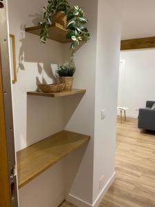 a room with shelves and plants on the wall at LAR DE SEFA in Redondela
