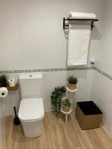 a bathroom with a toilet and some plants in it at LAR DE SEFA in Redondela