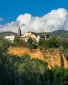 a village on top of a hill with a church at RossoToscano 