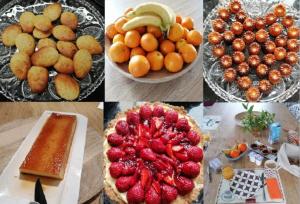 a collage of different pictures of fruit and desserts at Vila ALEGRIA CH2 in Estói