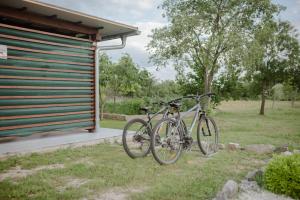 uma bicicleta está estacionada ao lado de um edifício em Apartment Martin-nearby Krka National park em Kaočine