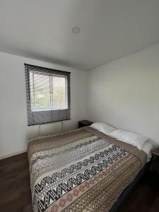 a bedroom with a bed and a window at hostal el glaciar in Lo Valdés