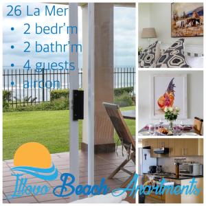 a collage of pictures of a kitchen and a dining room at Illovo Beach Apartments at La Mer in Amanzimtoti