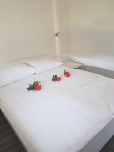Łóżko lub łóżka w pokoju w obiekcie Ferienhaus Magdalena