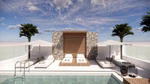 une villa avec une piscine dans l'établissement Kallithea Luxury Villas #3, à Koskinou