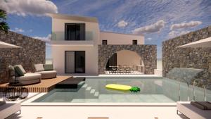 une villa avec une piscine dans l'établissement Kallithea Luxury Villas #3, à Koskinou