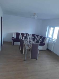 クラヨーヴァにあるKing srlのテーブル、椅子、ソファが備わる客室です。