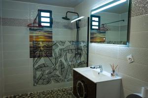 a bathroom with a sink and a mirror at JDREAMLOC in Kourou