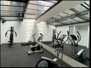 een fitnessruimte met diverse loopbanden en hometrainers bij Magnific Kappadocia in Bogota