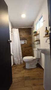 a bathroom with a toilet and a sink at Departamento Loft B in Orizaba