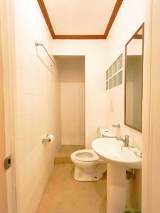 a bathroom with a toilet and a sink and a mirror at Softstone resort in Panglao