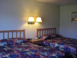 una habitación de hotel con 2 camas y un teléfono en una mesa en Murphy's Alaskan Inn, en Seward