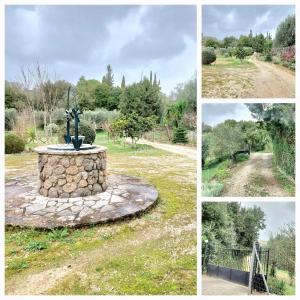 un collage de fotos de un parque con una estatua en Nina's Guesthouse Corfu, en Gazátika