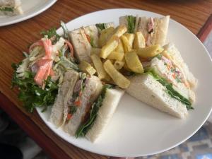 a white plate with a sandwich and french fries at Hotel Eco View Point Pvt.Ltd in Tāplejung