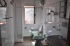 a bathroom with a green toilet and a sink at Le Macchie in Calopezzati