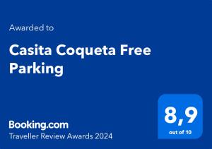 Certifikát, hodnocení, plakát nebo jiný dokument vystavený v ubytování Casita Coqueta Free Parking