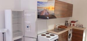 Kuchyň nebo kuchyňský kout v ubytování Ammoudaries appartment