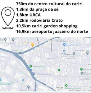 a screenshot of a map of a city at Apartamento C na vila-alta em Crato in Crato