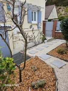 a small tree in a garden in front of a house at VILLA Zara in Beauvais