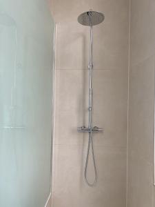 y baño con ducha con cabezal de ducha. en New Cozy Apartments In Porte de HAL, en Bruselas