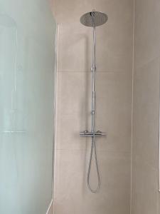 una ducha con cabezal de ducha en un baño en New Cozy Apartments In Porte de HAL, en Bruselas