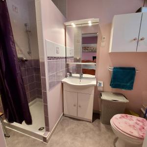 Bilik mandi di BEL APPARTEMENT CENTRE VEULES LES ROSES 1 CHAMBRE MER 300 M