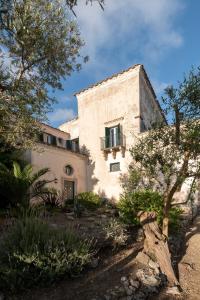 a large white building with a window and trees at Villa il Turro in Massa Lubrense