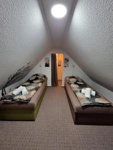 a room with two beds in a attic at Emma in Greifswald