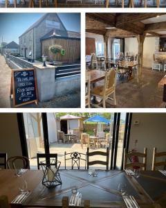 a collage of pictures of a restaurant with tables and chairs at Canalside Rooms in Taunton
