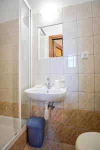 ein Bad mit einem Waschbecken und einem Spiegel in der Unterkunft Apartament 33 Poronin in Poronin