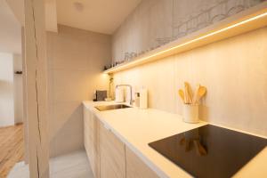 Η κουζίνα ή μικρή κουζίνα στο Modern Sunlit Loft with A/C in Prime Location