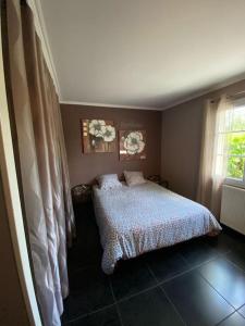 una camera da letto con un letto e una finestra di Maison chaleureuse aux portes de Tours. a Saint-Branchs
