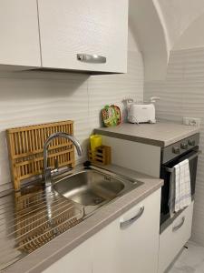 a kitchen with a sink and a counter top at Luxury House Bergamo vicino aeroporto Orio e Ospedale Papa Giovanni XXIII in Curno
