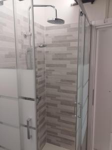 a shower in a bathroom with a glass door at Villetta Vittoria Country House. La depandance in Pennabilli +15 photos