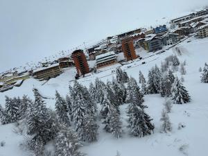 una vista aerea di un resort sulla neve di BELLAVISTA APARTMENT a Passo del Tonale