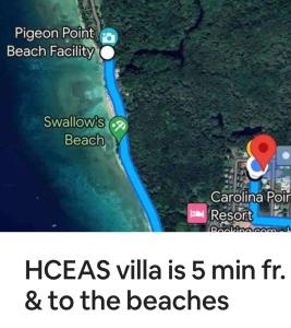 una schermata di una mappa di una spiaggia di HCeas guest apartment a Bon Accord