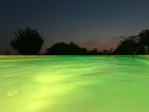 ein großer Pool mit grünem Wasser in der Nacht in der Unterkunft Villa Belfiore in Lastra a Signa