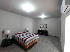 a bedroom with a bed and a tv in it at Casa muy espaciosa y cómoda in Delicias