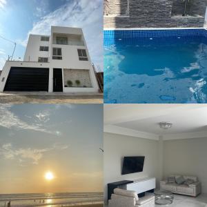 un collage de fotos de una casa y una piscina en Alquiler de Casa / Chilca-Lima, en Salinas